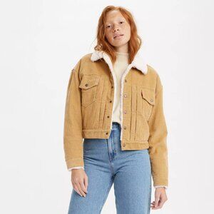 Levi Heritage Corduroy Sherpa Trucker Jacket - Brown medium